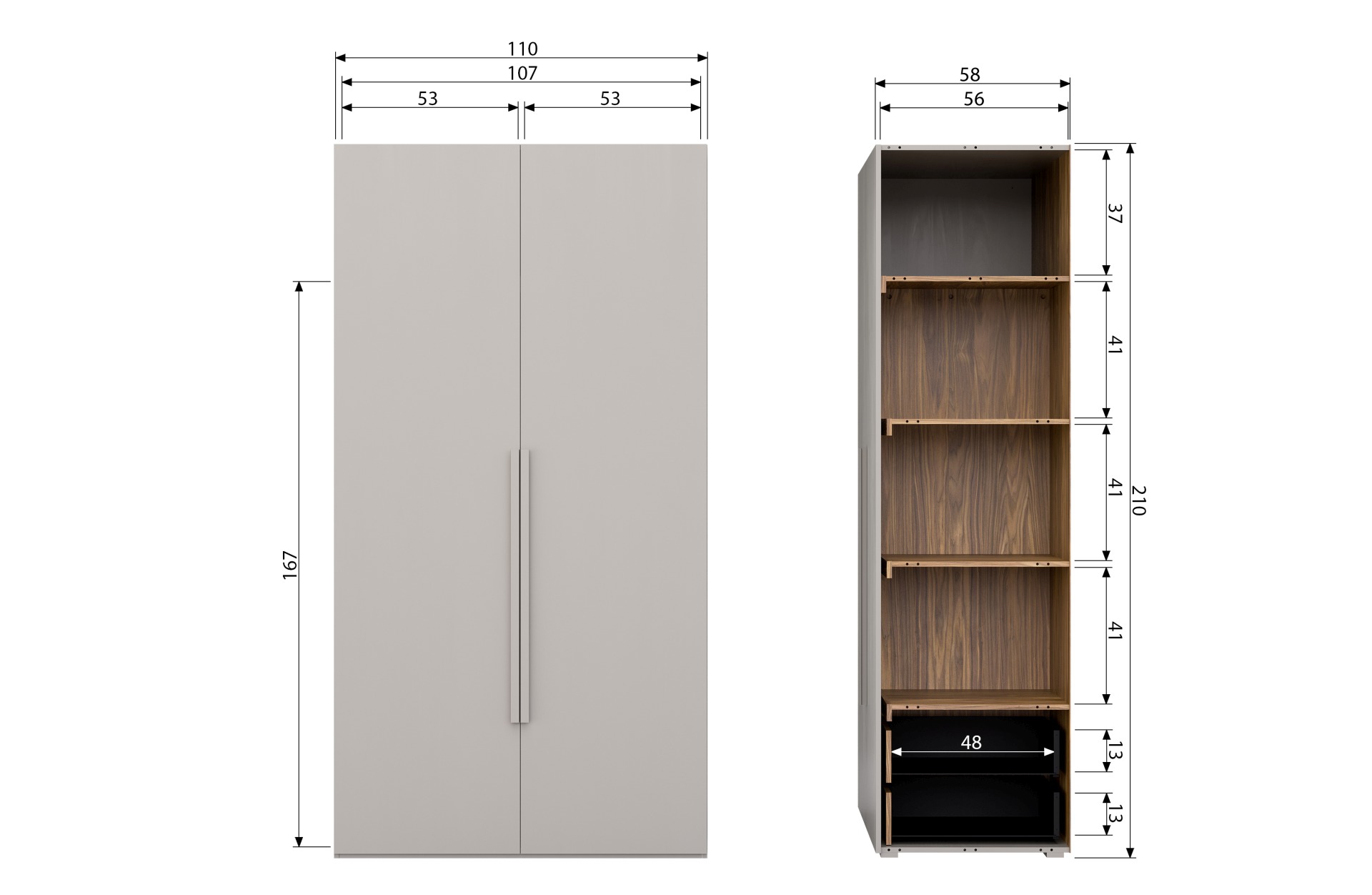 Kleiderschrank Rens, 2 Türen