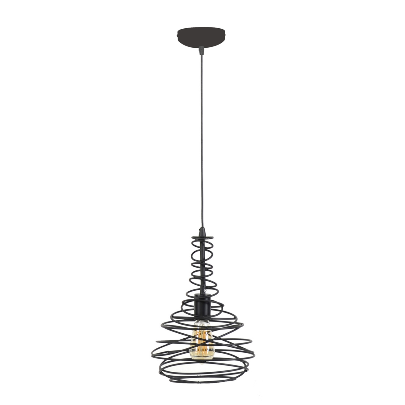 Hängeleuchte Dawalma - Metall Schwarz, Spiraloptik, Ø 25 cm, inkl. LED