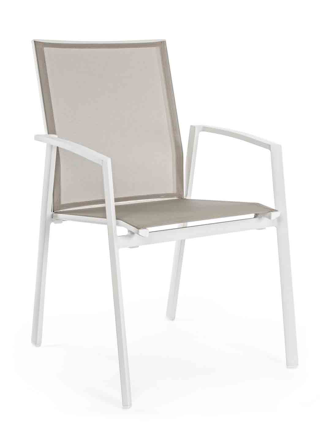 Gartenstuhl Cruise stapelbar mit Armlehne, Weiss Gartenstuhl Cruise stapelbar mit Armlehne, Taupe
