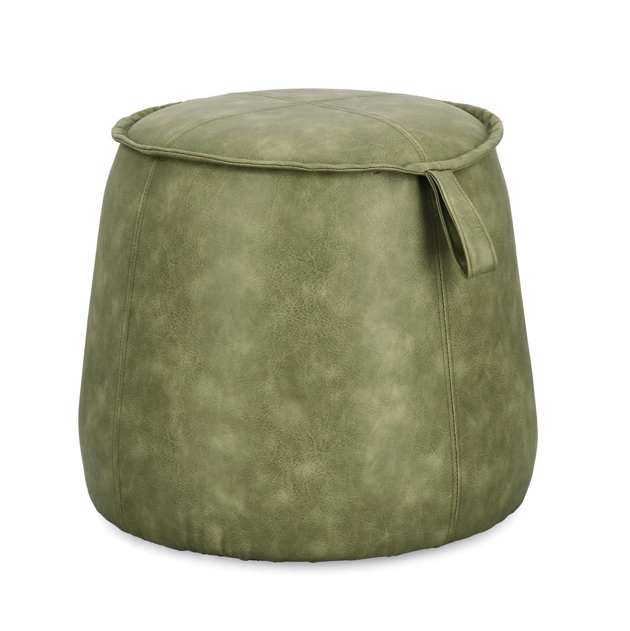 Pouf Rudina aus Kunstleder, Olive