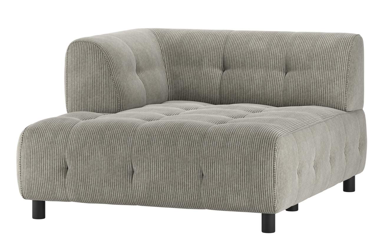 Modulsofa Louis Chaiselongue aus Rippstoff Links, Grau