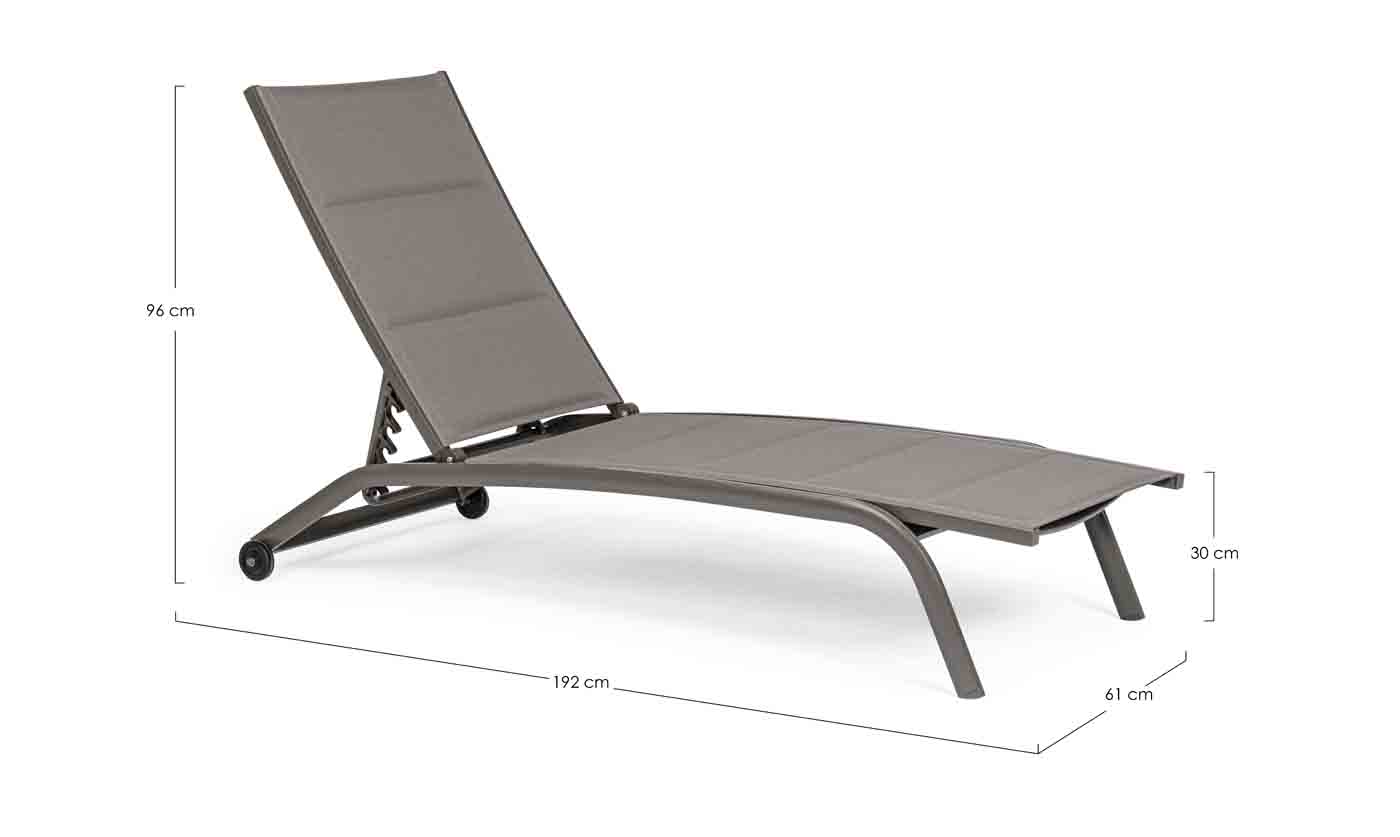 Sonnenliege Cleopass aus Aluminium mit Rollen, Taupe