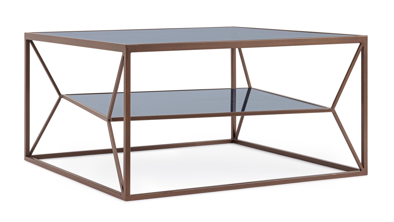 Couchtisch Hydra aus Metall Braun, 70x70 cm