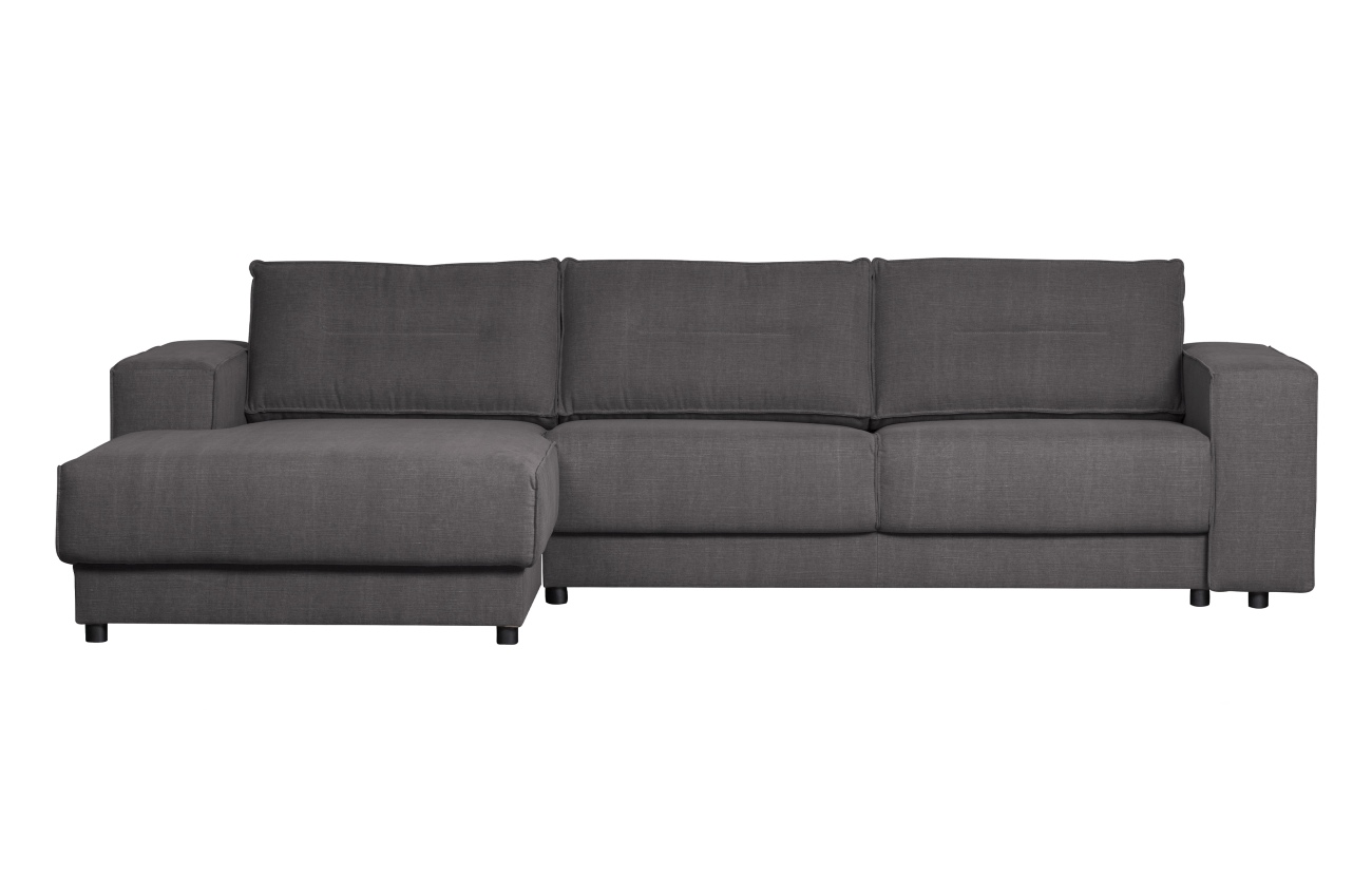 Chaiselongue Randy aus Leinenstoff Links, Anthrazit