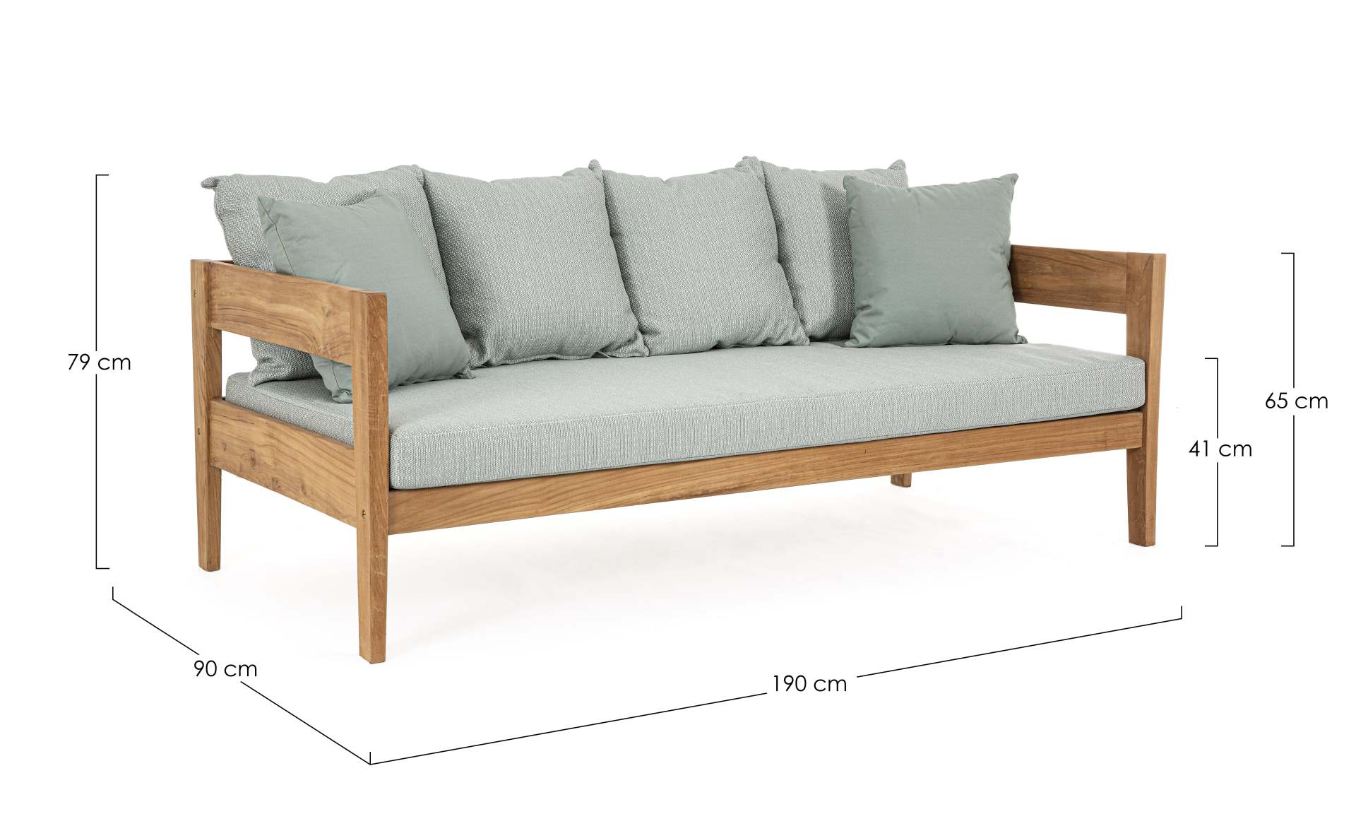 Gartensofa Kobo aus Teakholz, Aqua