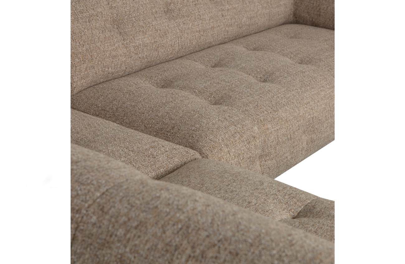 Ecksofa Lloyd aus grobmaschigen Stoff Links, Braun