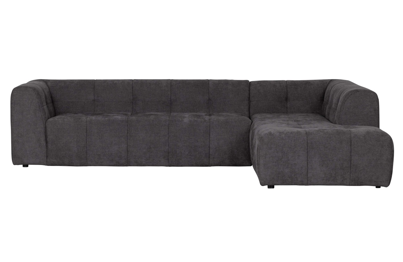 Ecksofa Grid aus Chenille-Gewebe Rechts, Grau