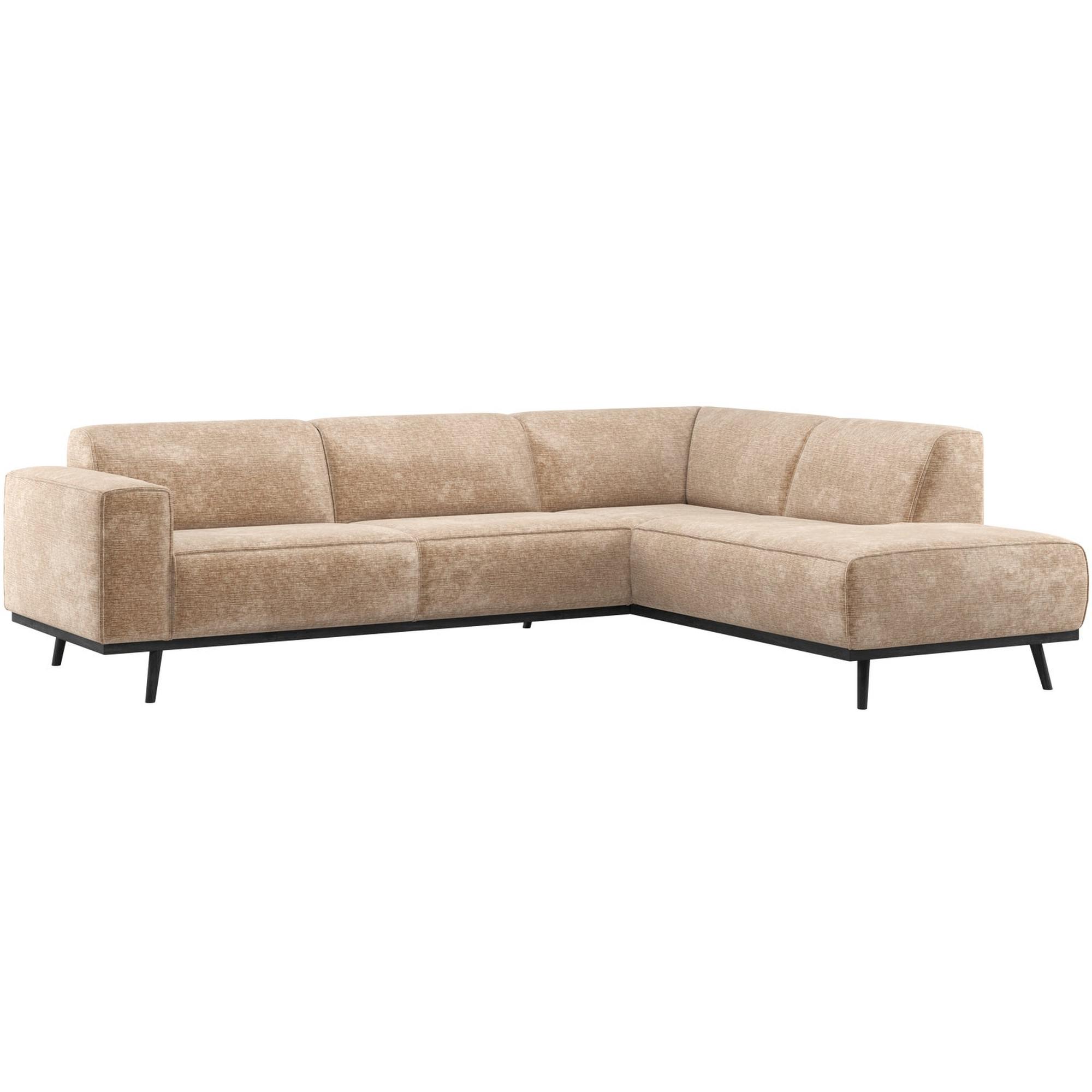 Ecksofa Statement Rechts - Chenille-Samt, Pfirsich-Rosa