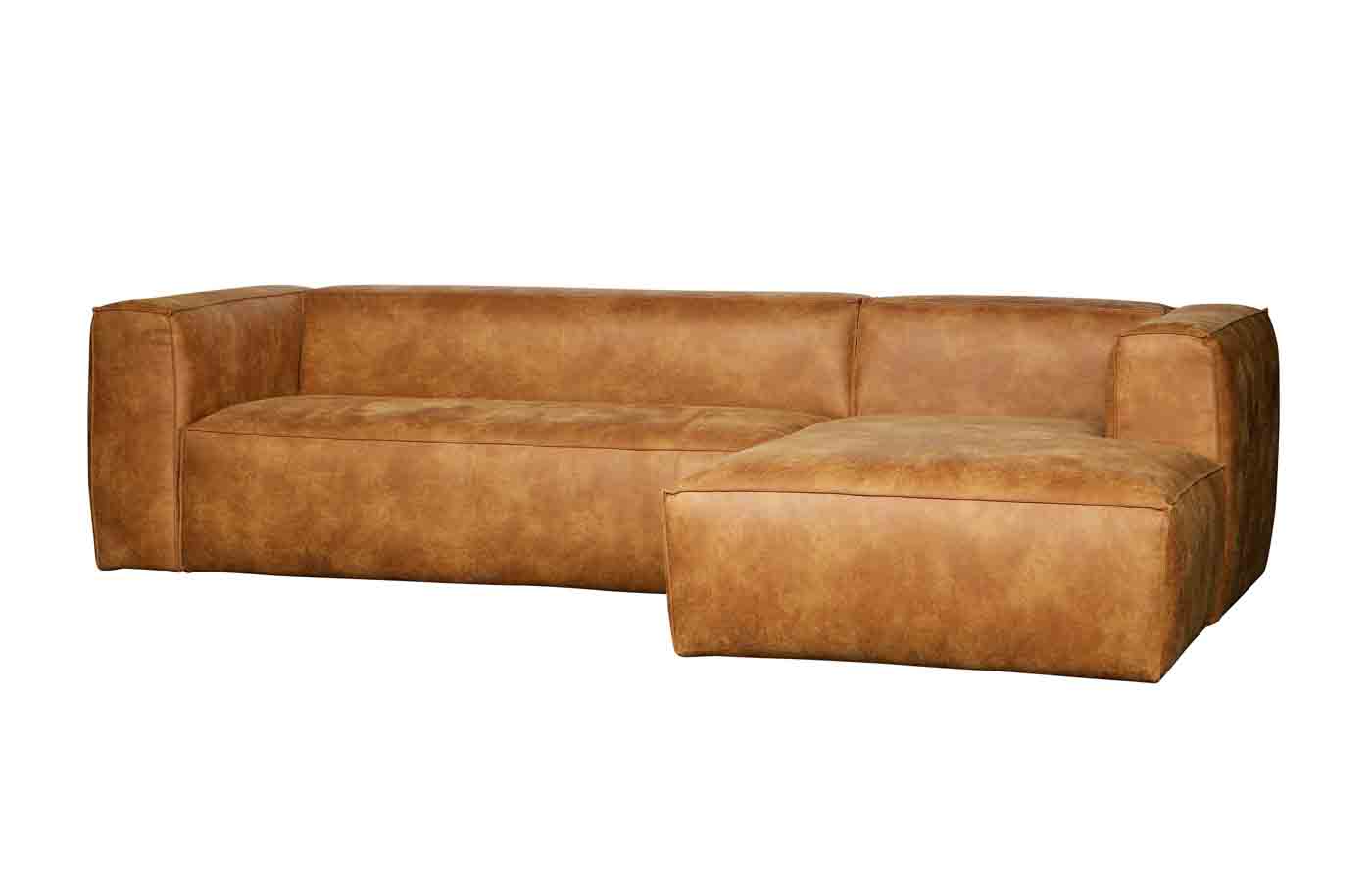 Ecksofa Bean Lederoptik, rechts Cognac