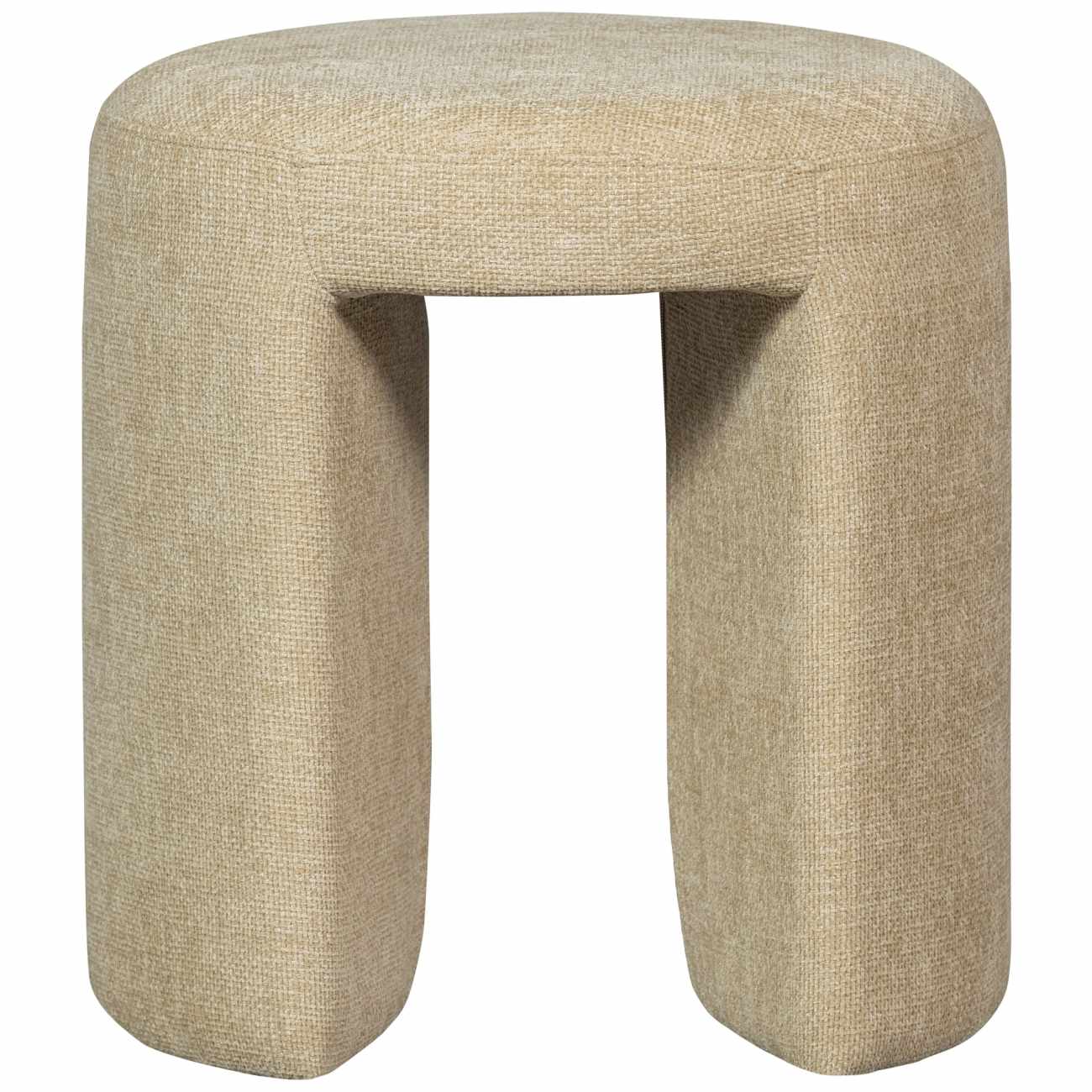 Hocker Charlie aus Chenille-Stoff, Natur