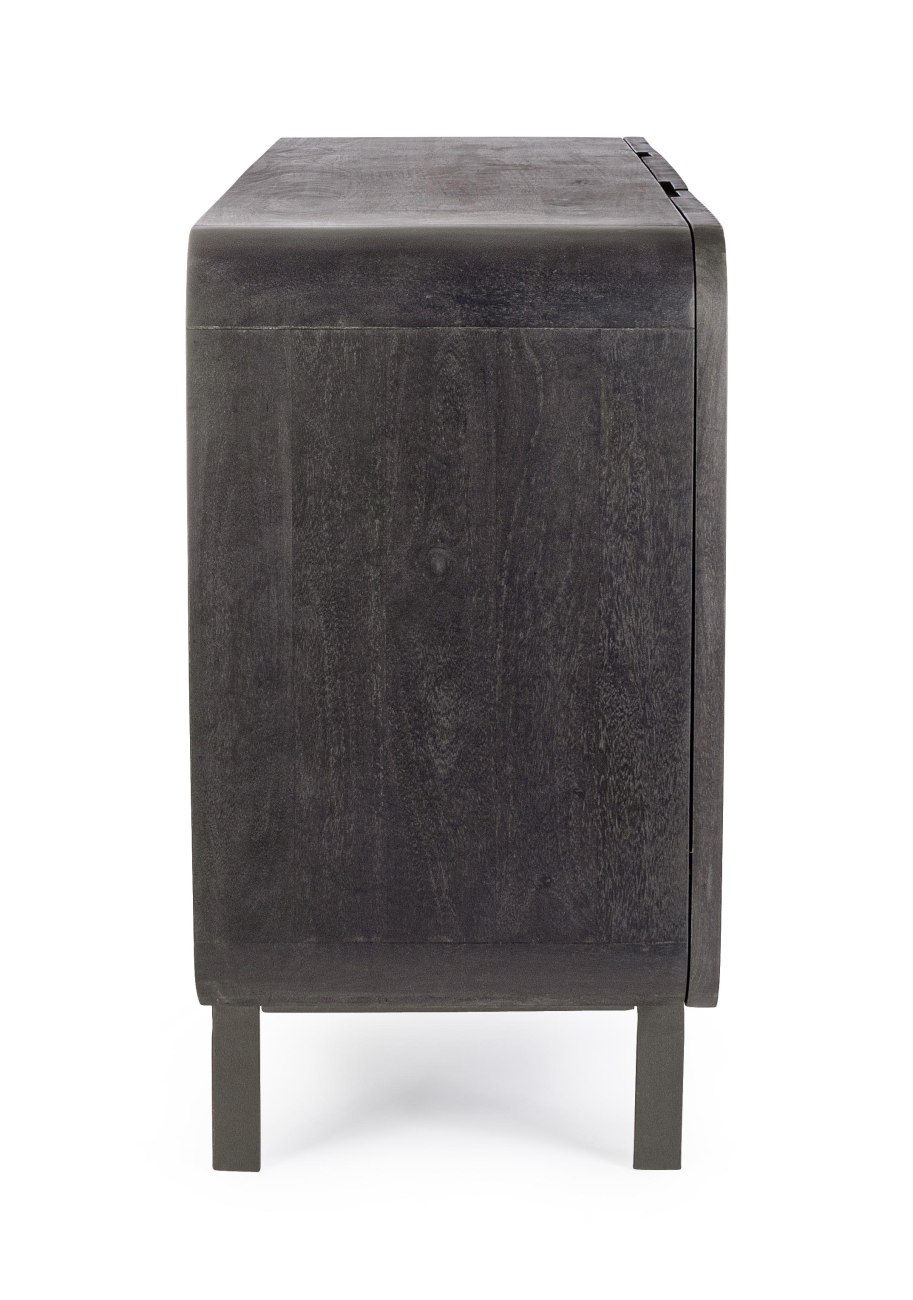 Sideboard Orissa aus Mangoholz Schwarz, 145 cm