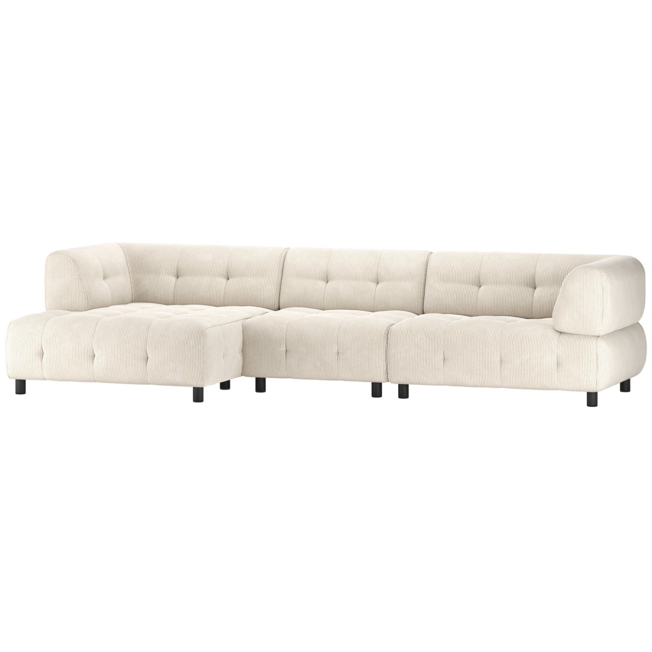 Chaiselongue Louis mit Cordbezug Links, Powder