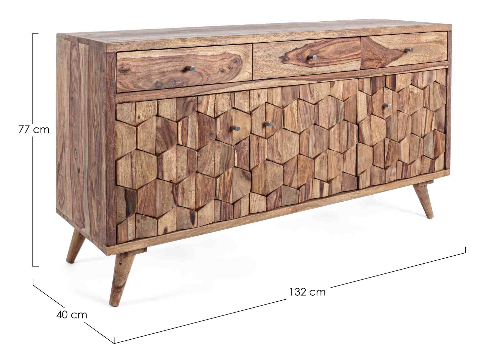 Sideboard Kant aus Sheeshamholz, 132 cm