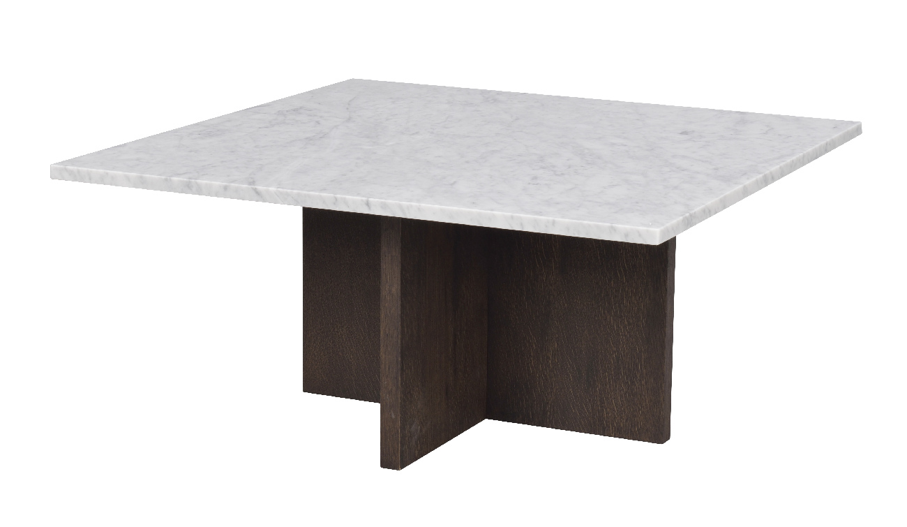 Couchtisch Brooksville, Marmor Eckig 90x90cm, Weiß / Braun