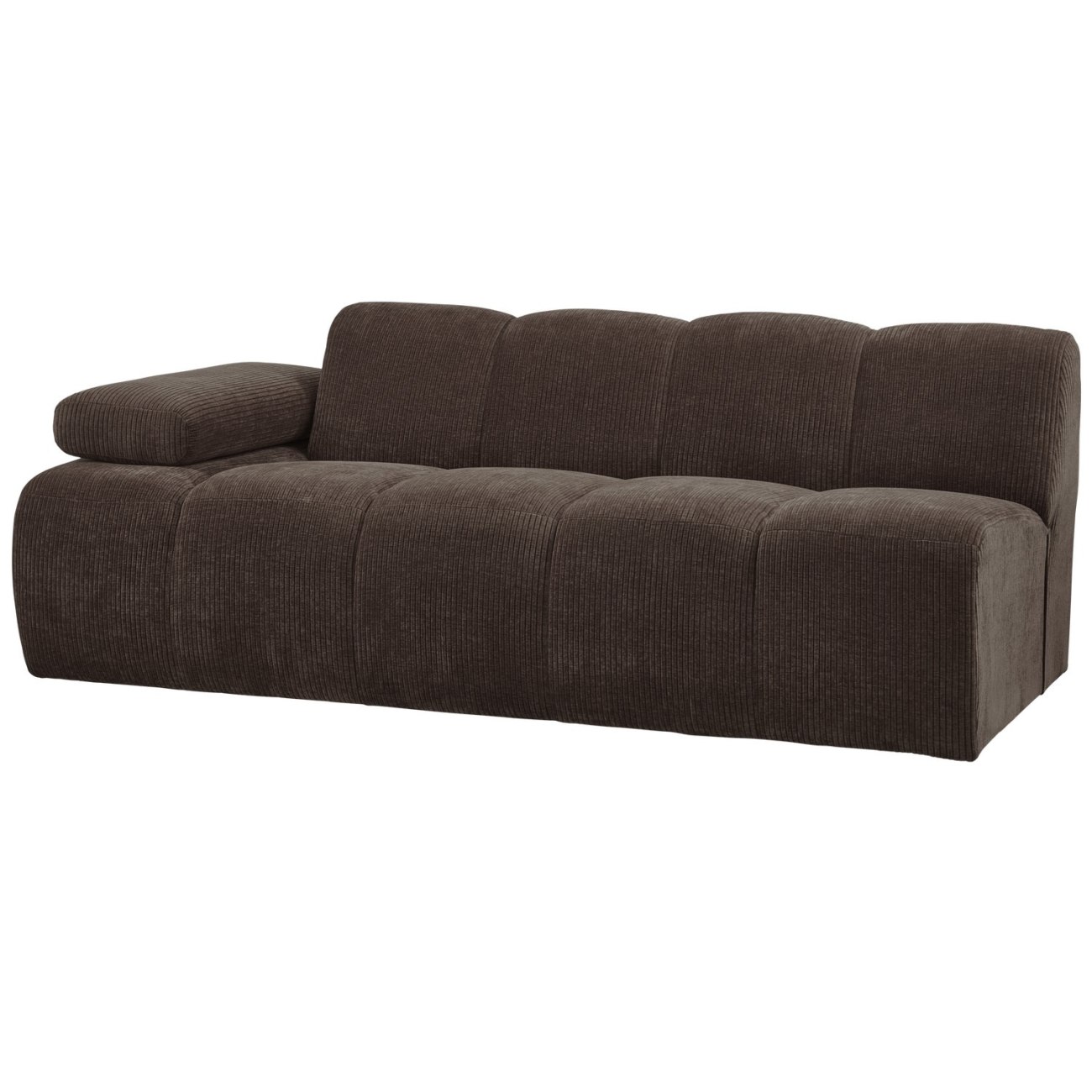 Modulsofa Mojo Flachcord 2er Arm-Links, Braun