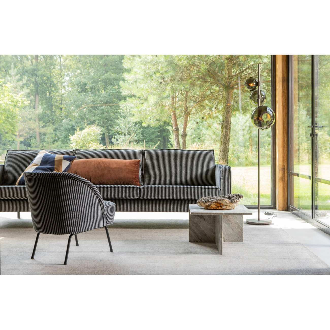 Sofa Rodeo 3 Sitzer aus Stoff, Schwarz/Grau