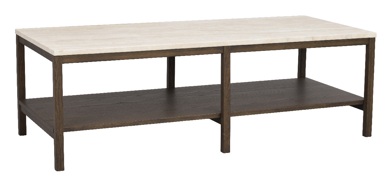 Couchtisch Orwel, 140x60cm, Travertin, Eiche Braun
