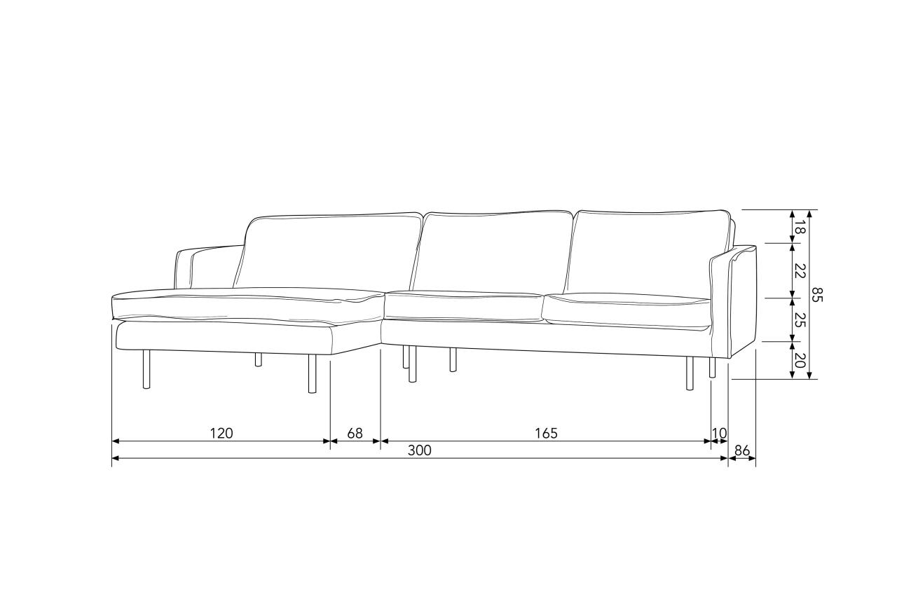 Chaiselongue Rodeo aus Struktursamt Links, Frost