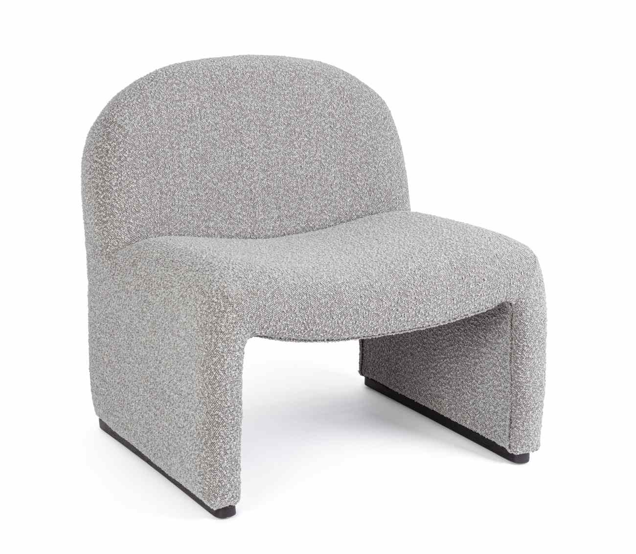 Sessel Bassilla aus Boucle-Stoff, Grau