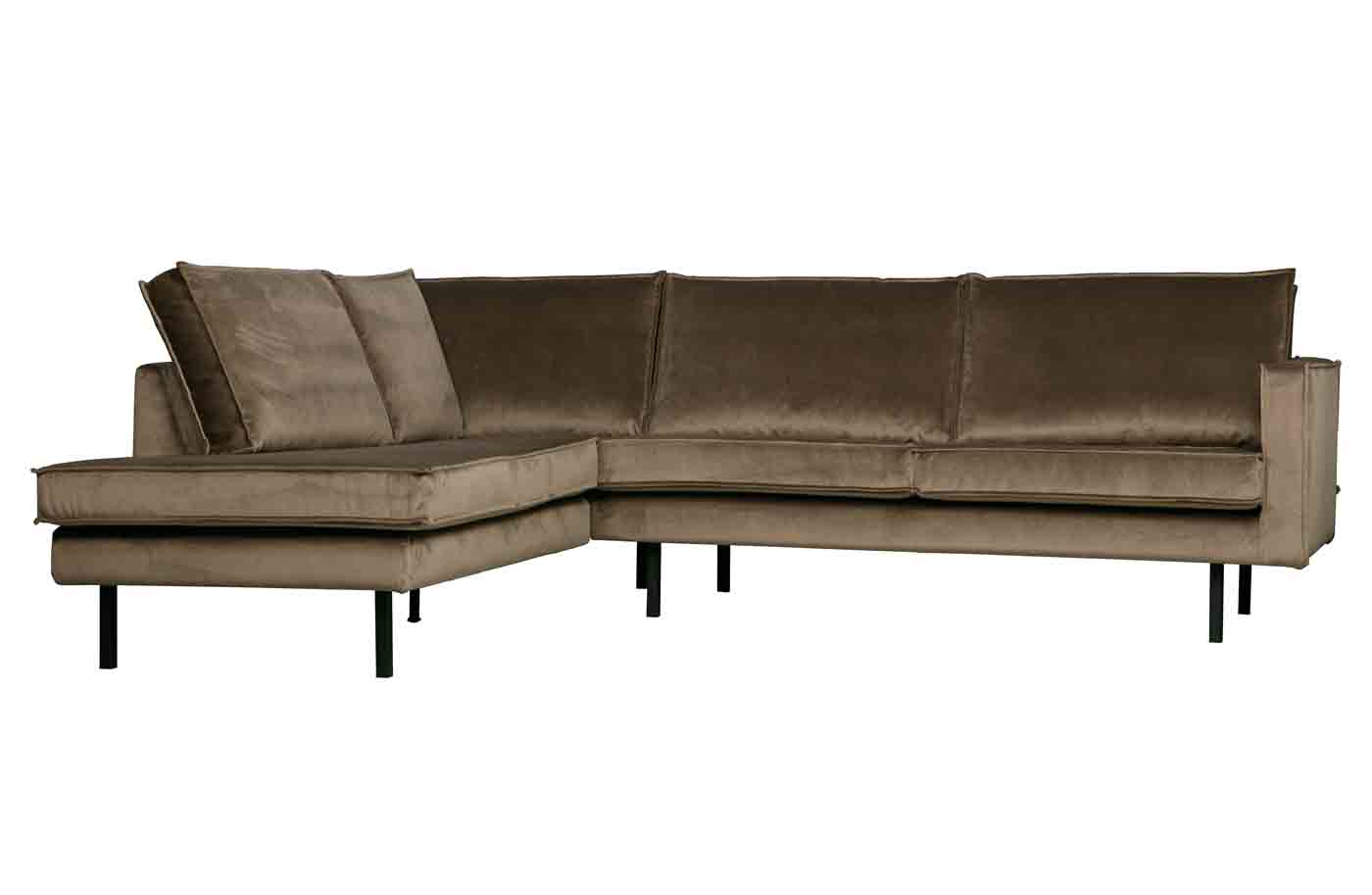 Ecksofa Rodeo Samt, links Taupe