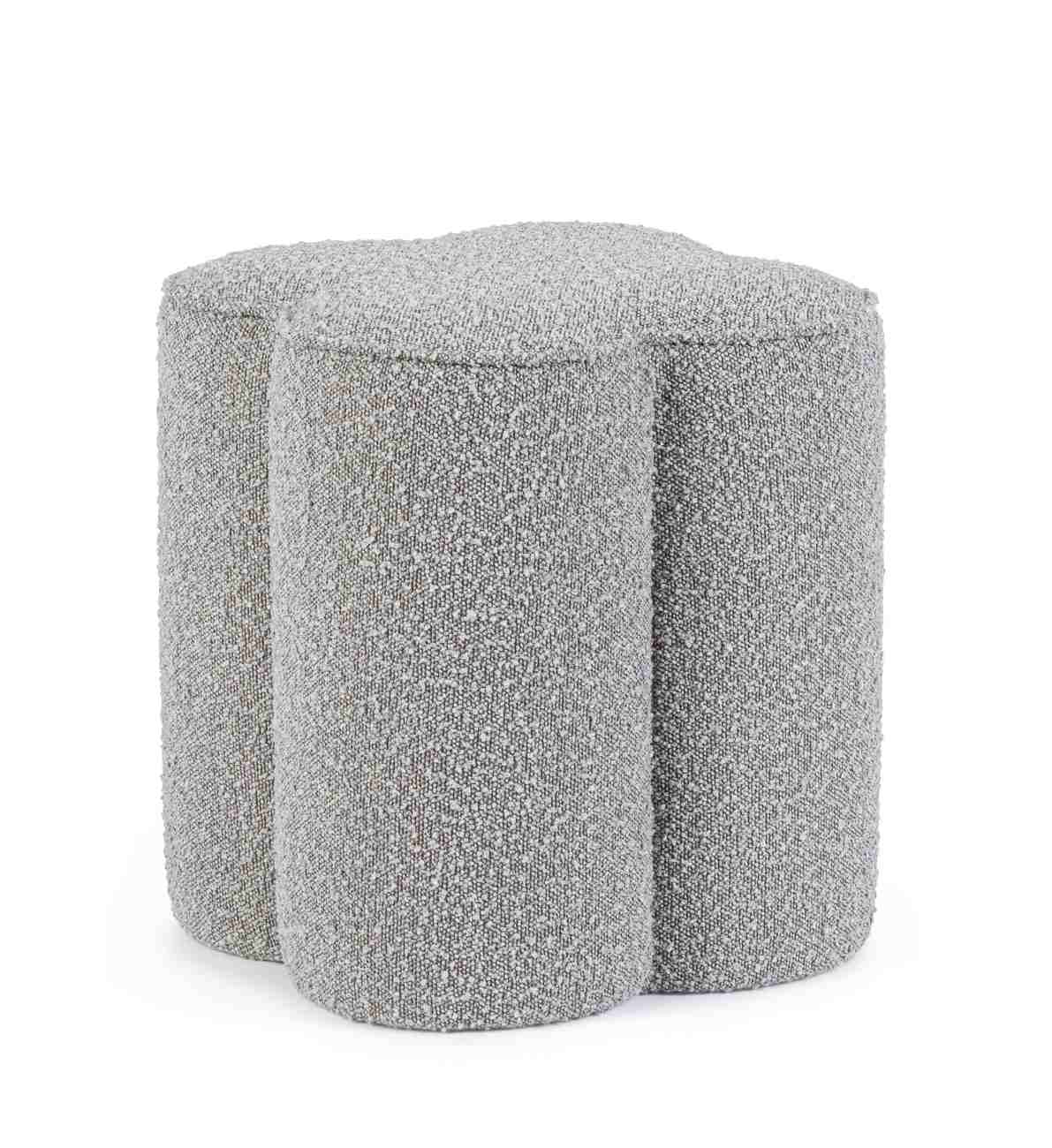 Pouf Cointa aus Boucle-Stoff, Grau