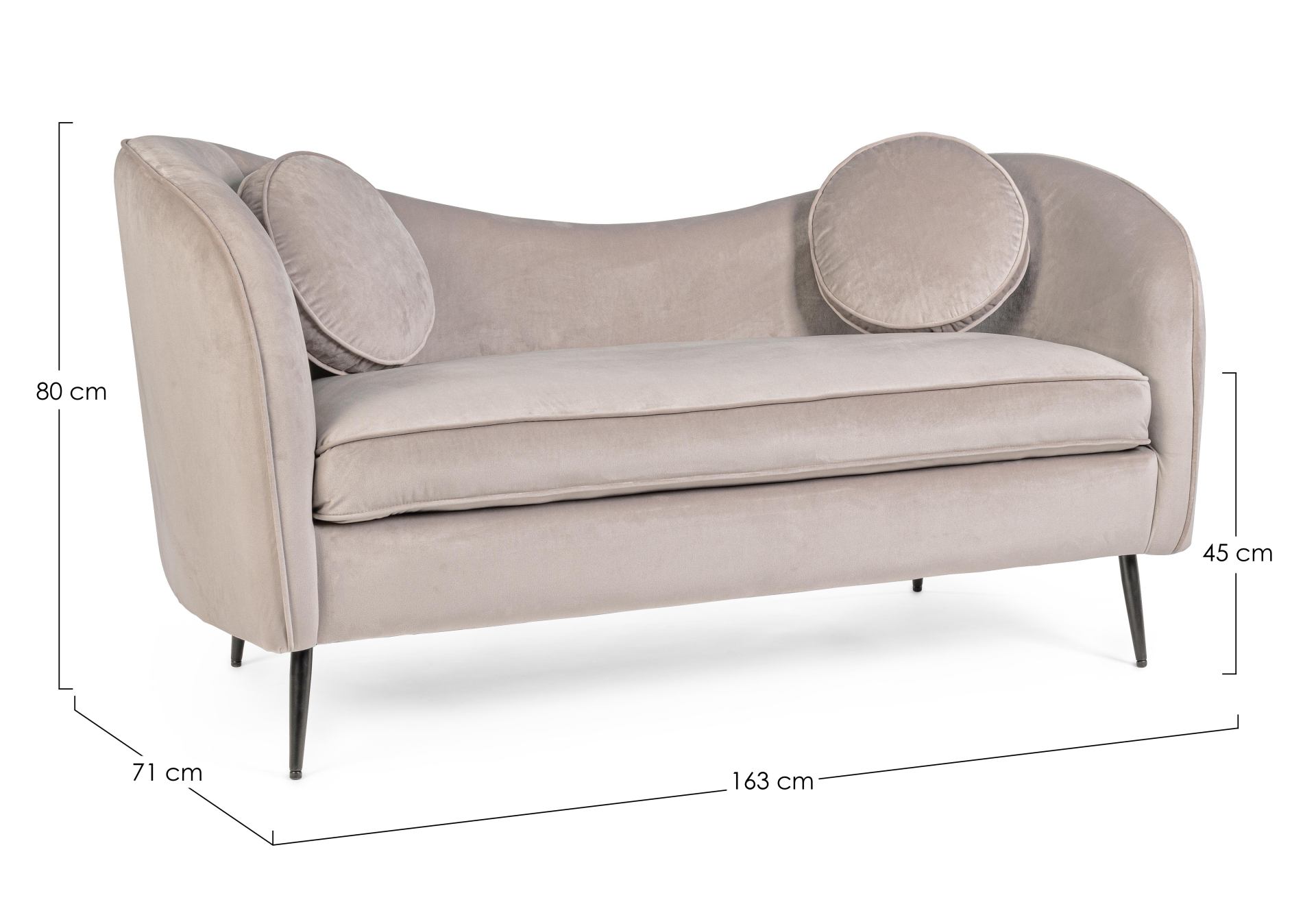 2-Sitzer Sofa Candis in Samt-Optik, Hellgrau