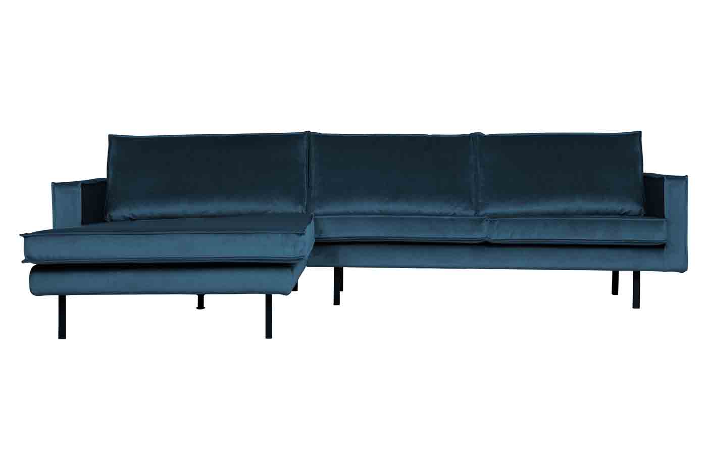 Ecksofa Rodeo Chaiselongue Samt, links Blau