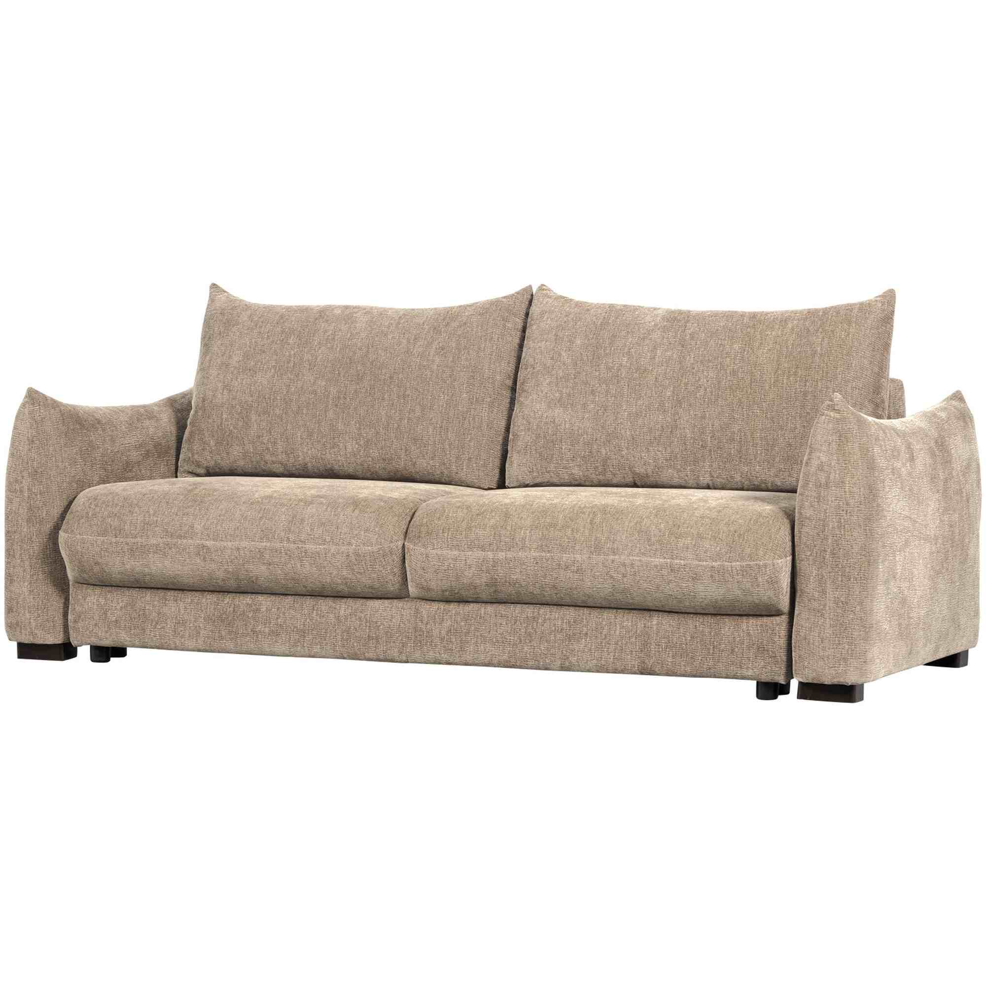 Schlafsofa Jonne 3-Sitzer Chenille Natur - bequem, wandelbar & weich gepolstert, 233 x 105 x 92 cm