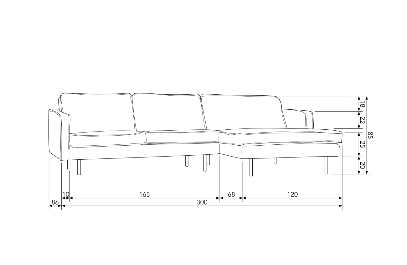 Chaiselongue Rodeo aus Struktursamt Rechts, Brass