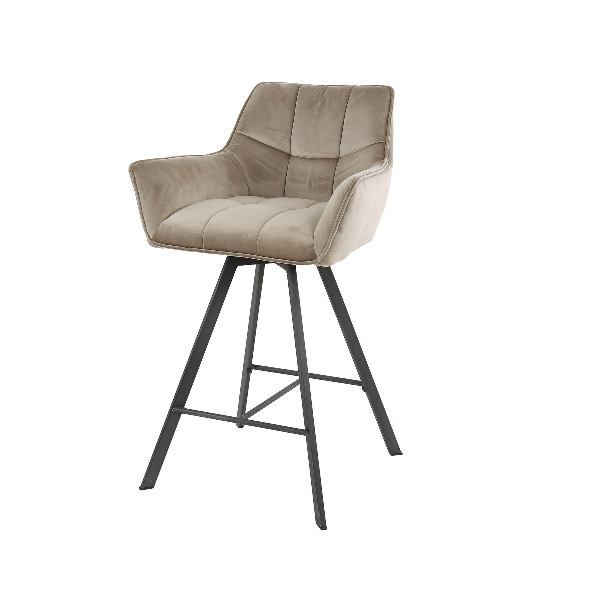 2er-Set Barhocker Spinras mit Armlehne, Drehbar - Samt, Champagner