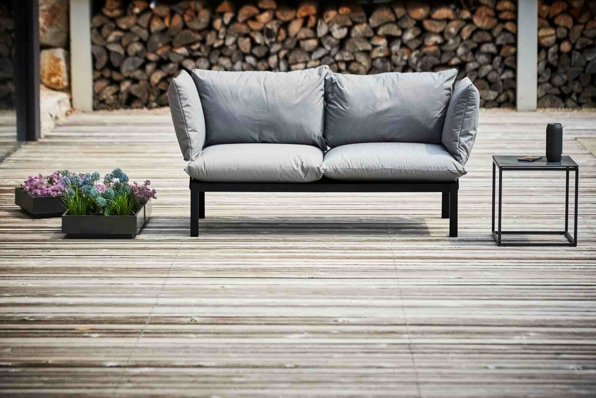 Garten Sofa Domino 2-Sitzer, Schwarz/Grau