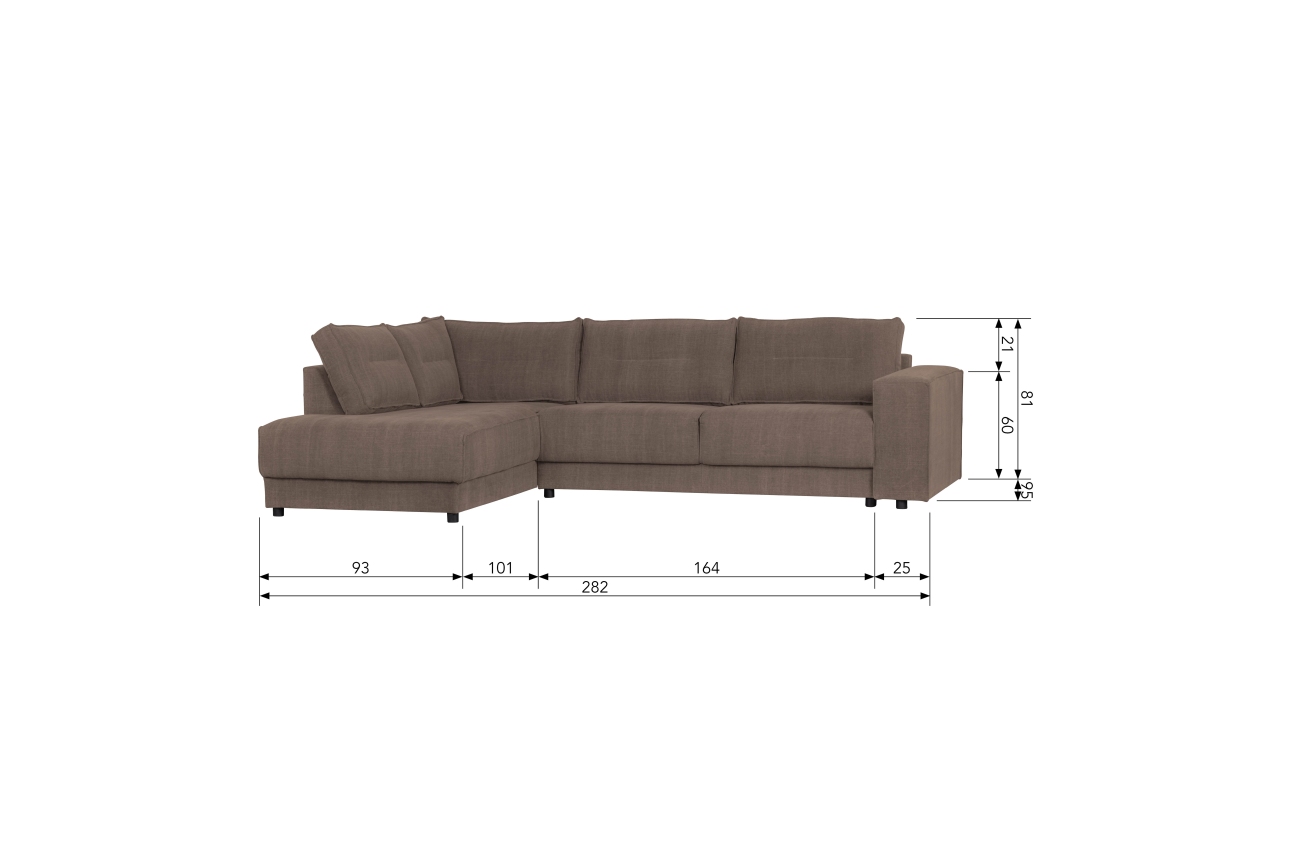 Ecksofa Randy aus Leinenstoff Links, Braun