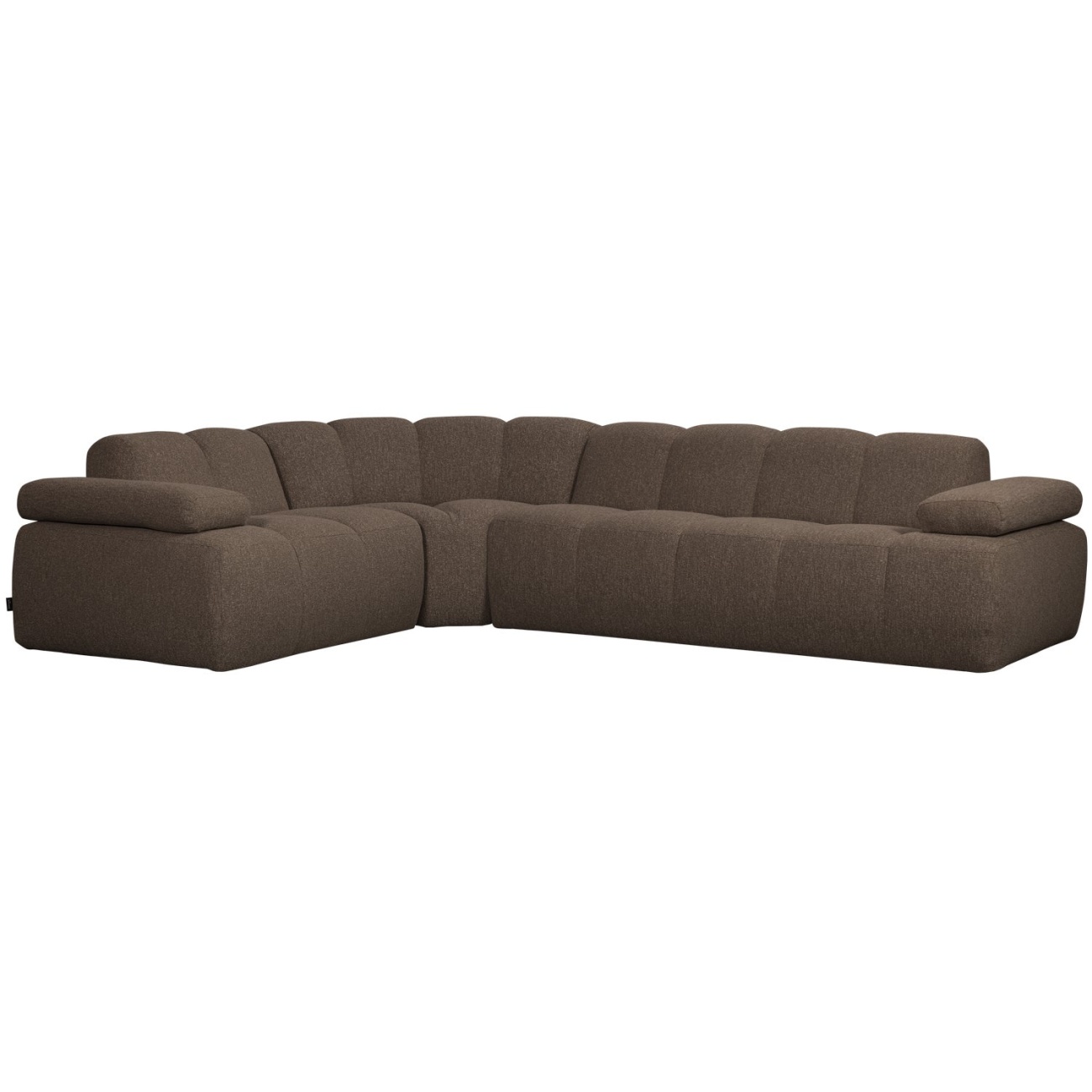 Ecksofa Mojo aus Boucle-Stoff Links, Braun