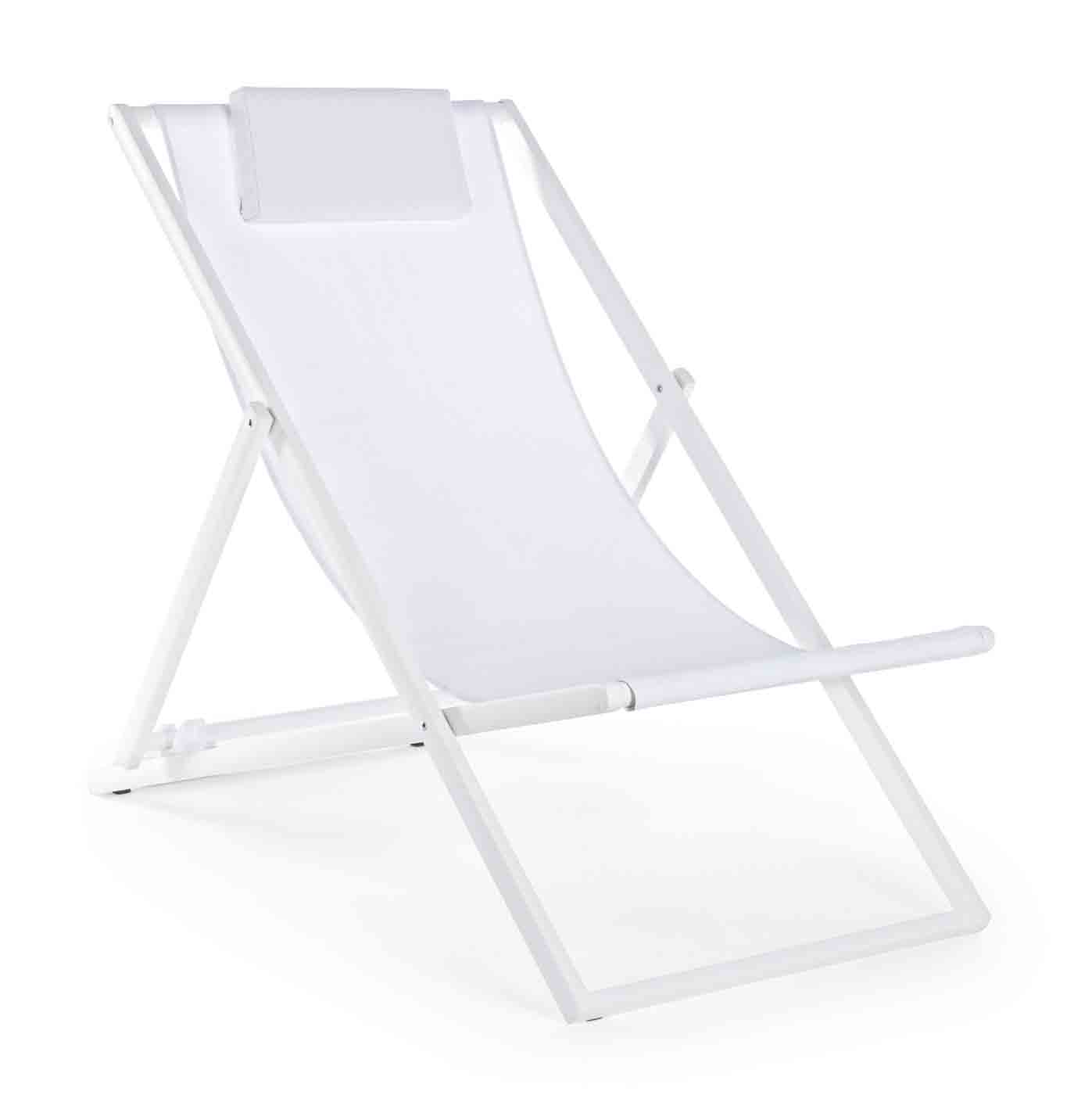 Liegestuhl Taylor Deckchair aus Aluminium und Textilene, Weiss