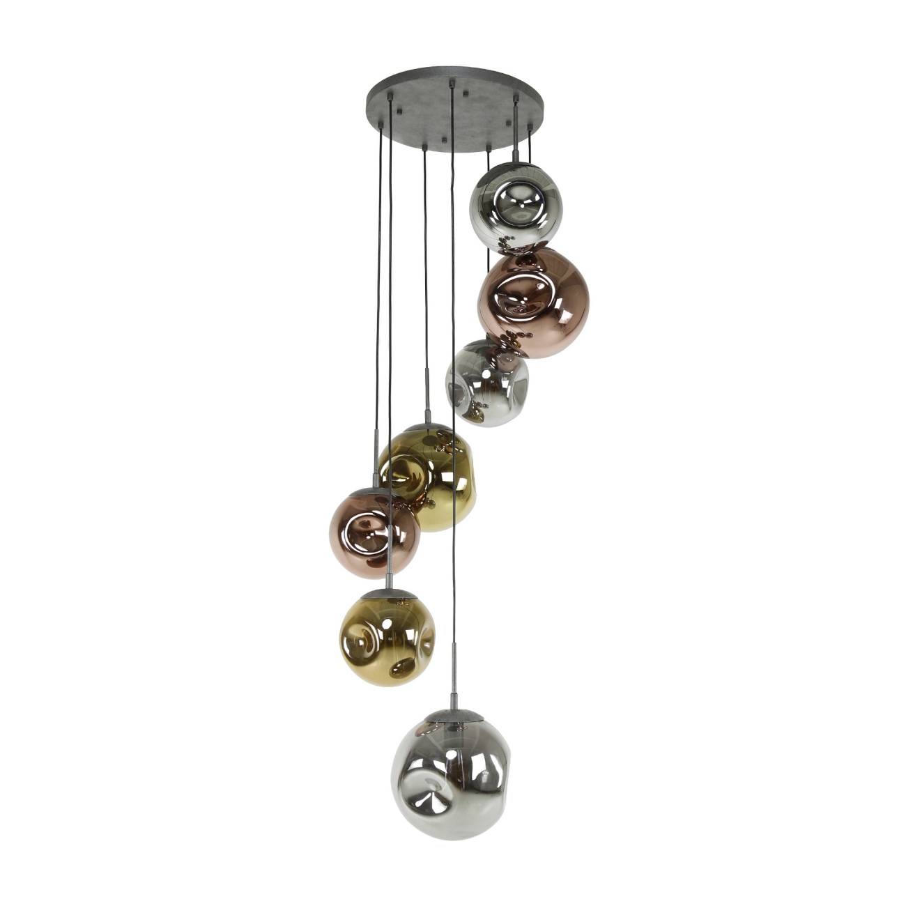 Hängeleuchte Atomoira, 7-flammig - Gold-, Kupfer-, Chromglas, mit LED Hängeleuchte Atomoira, 7-flammig - Gold-, Kupfer-, Chromglas, mit LED