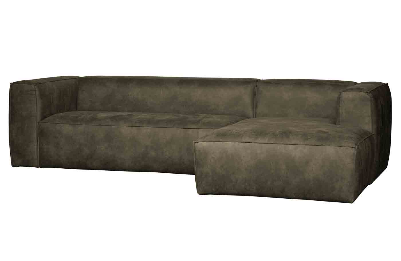 Ecksofa Bean Lederoptik, rechts Army