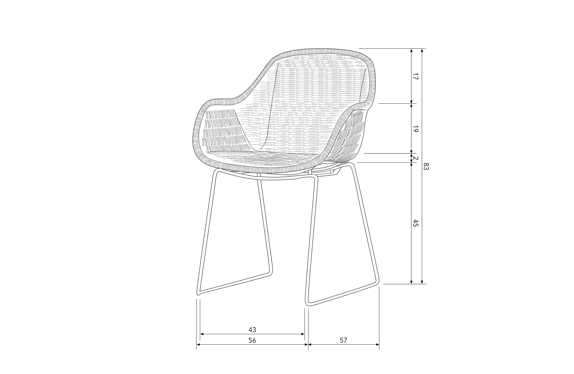 Sessel Willow aus künstlichem Rattan, Natur