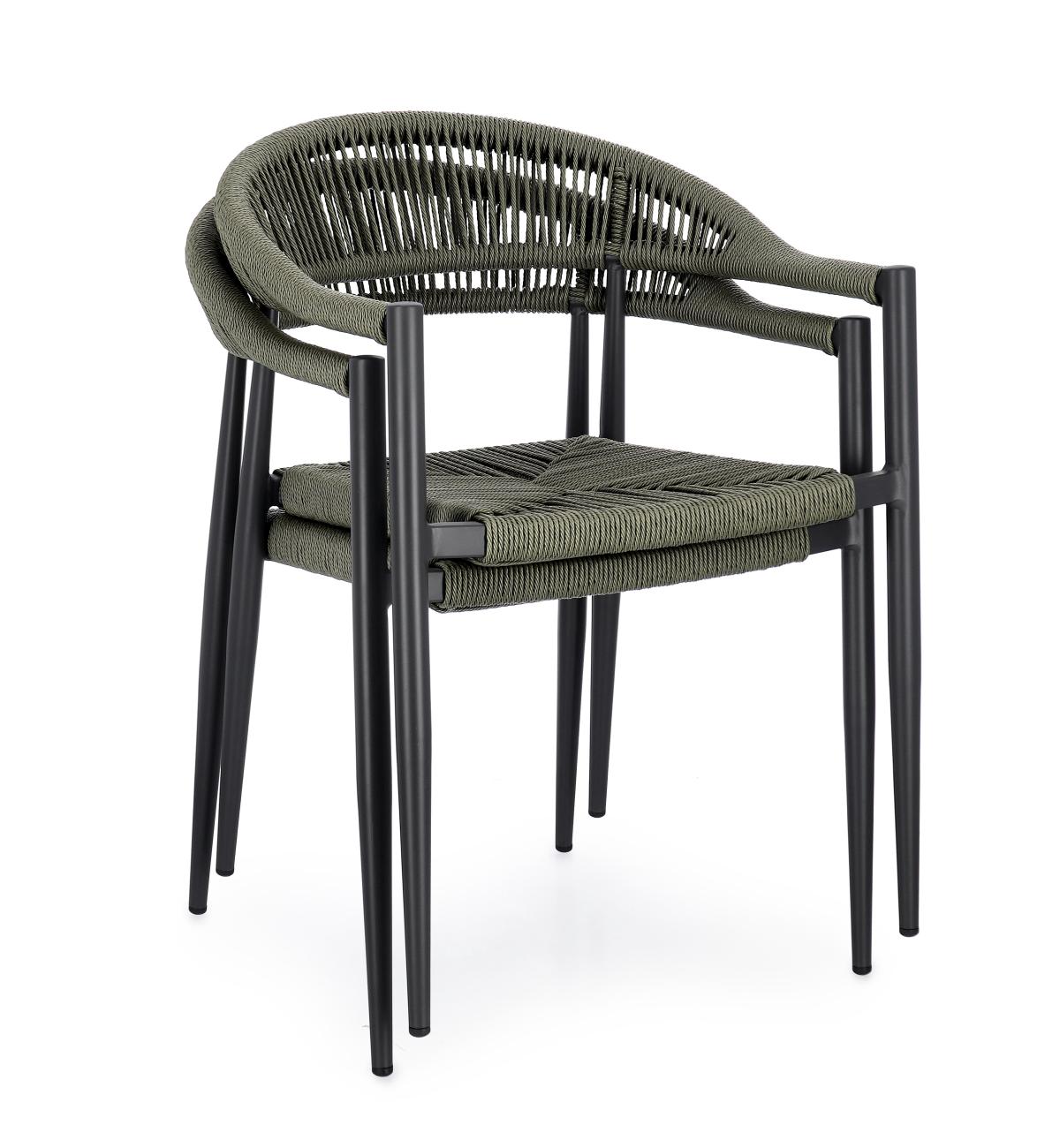 Gartenstuhl Jandia aus Aluminium, Anthrazit / Grün