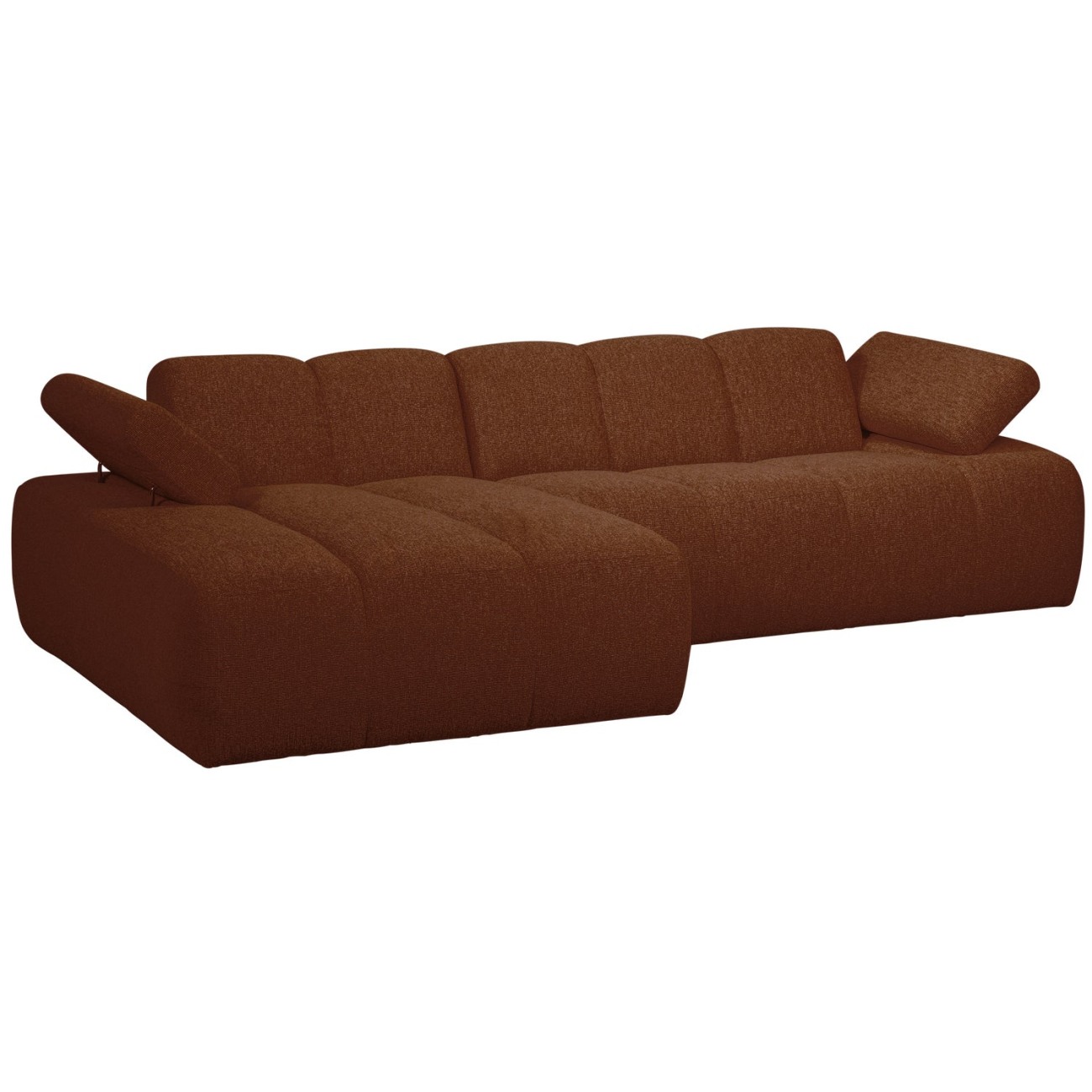 Chaiselongue Mojo aus Boucle-Stoff Links, Rostbraun