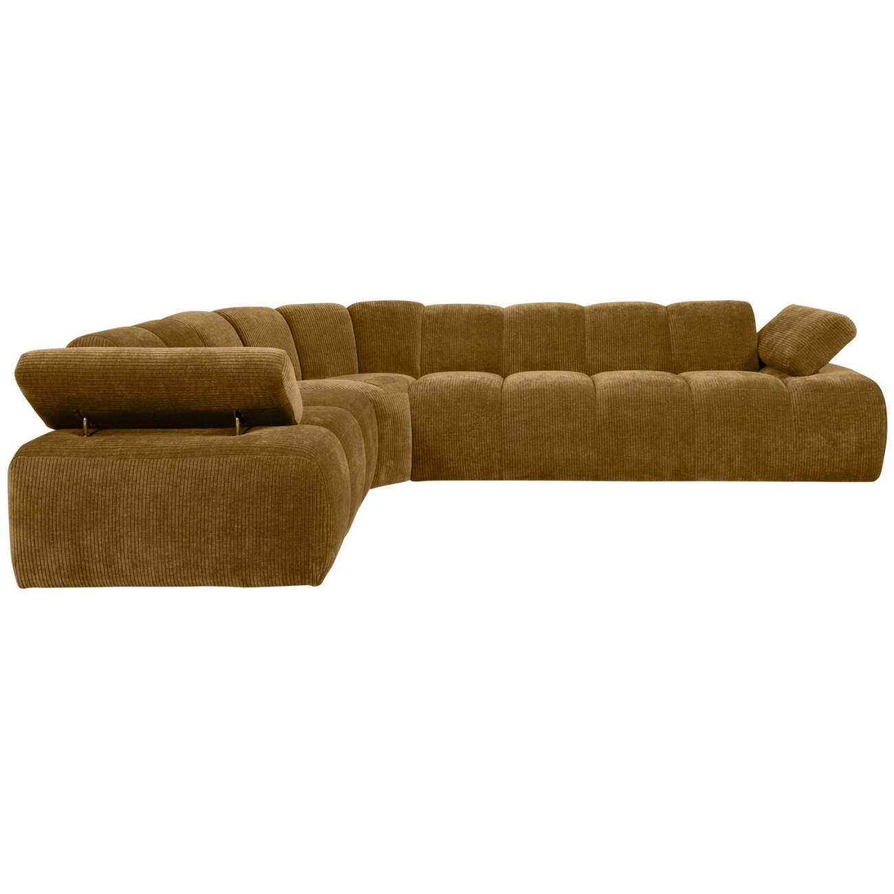 Ecksofa Mojo aus Flachcord Links, Honiggelb