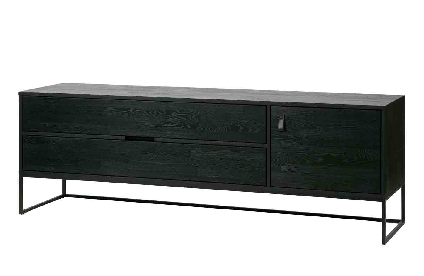 TV Board Silas, Eiche Schwarz TV Board Silas aus Eschenholz, Schwarz