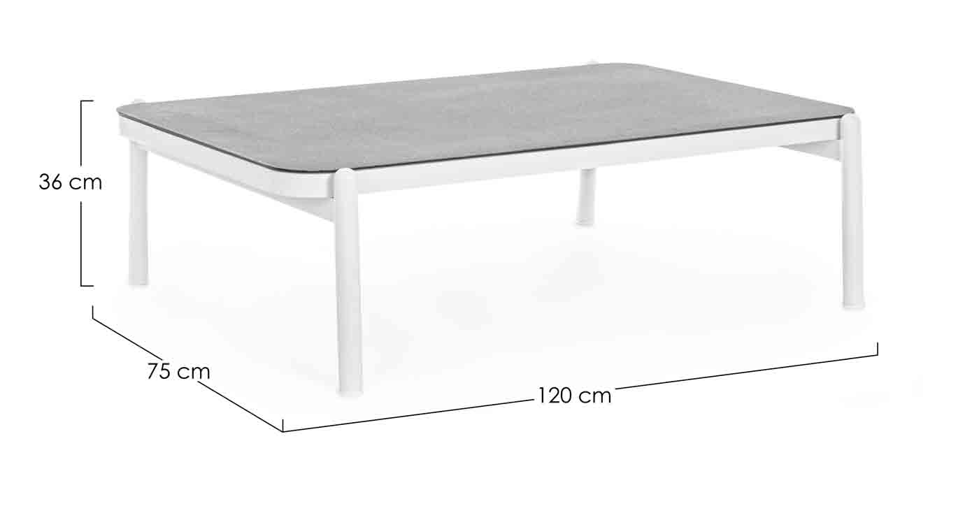 Couchtisch Florencia aus Aluminium, Weiß