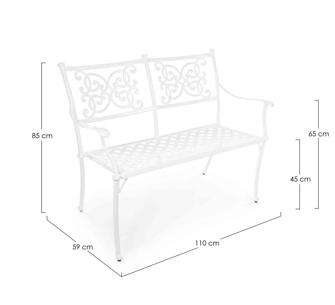 Gartenbank Giglio aus Aluminium, Weiß