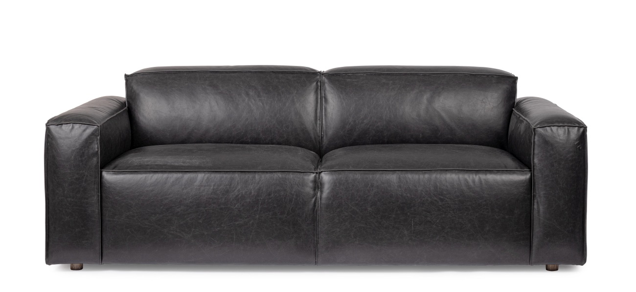 Sofa Joseph aus Kunstleder, Schwarz