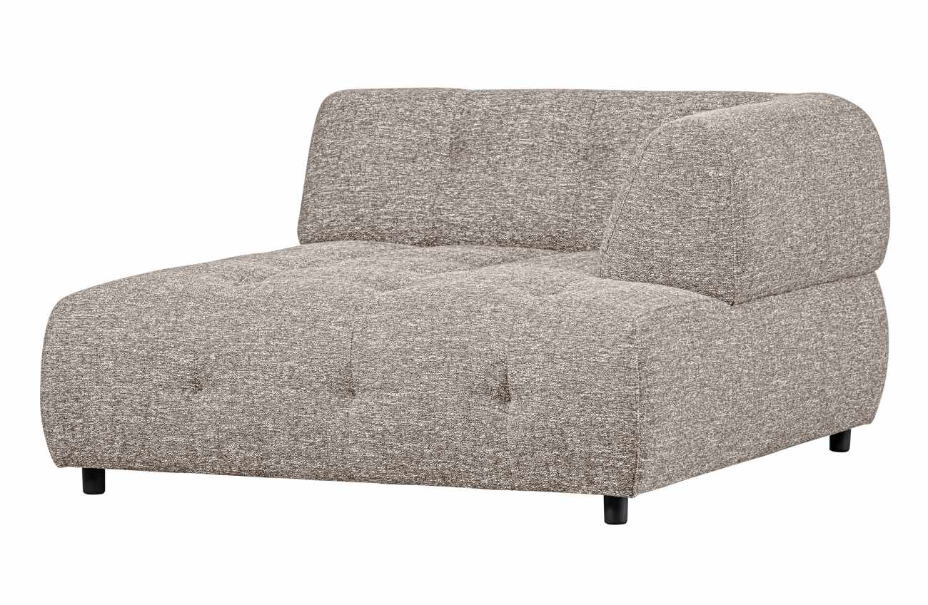 Modulsofa Louis Chaiselongue aus grobmaschigen Stoff Rechts, Hellgrau