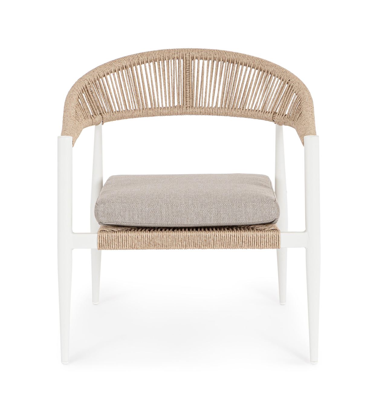 Gartensessel Jandia aus Aluminium, Weiß / Beige