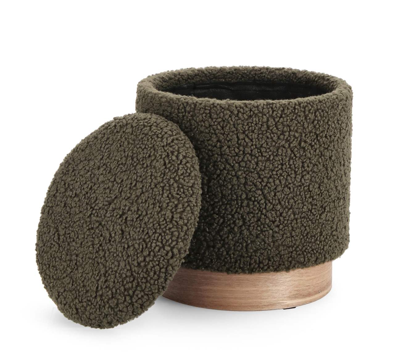 Pouf Zoya 2er-Set aus Teddy-Stoff, Grün