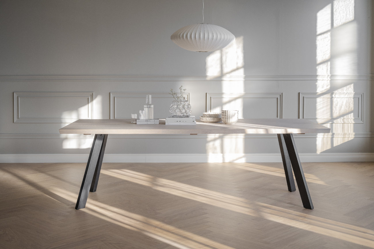 Esstisch Fred 240x100cm, Eiche Weiß pigmentiert