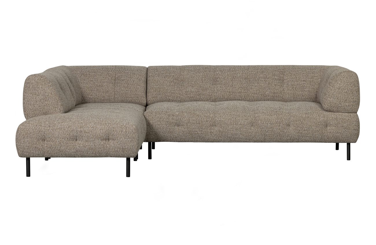 Ecksofa Lloyd aus grobmaschigen Stoff Links, Braun