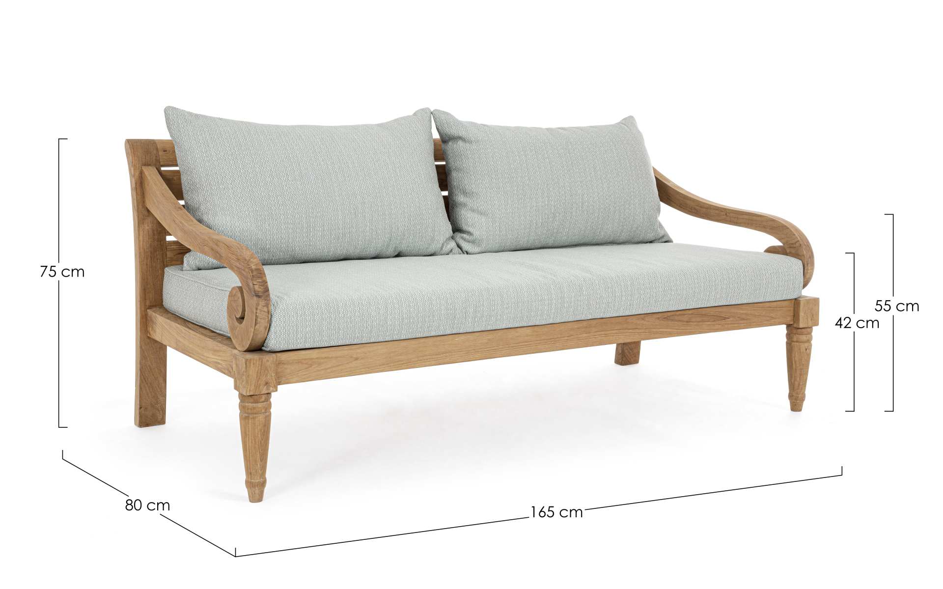 Gartensofa Karuba aus Teakholz, Aqua